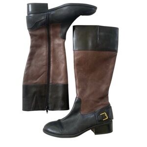 Ralph Lauren Marlena II Riding Boots Black Brown Size 8 Knee High Equestrian